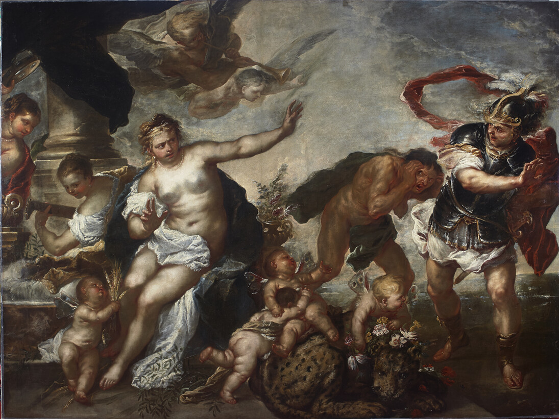 Luca Giordano, Allegoria della Pace e della Guerra, 1680. Olio su tela, 226x303 cm. Genova, Galleria Nazionale di Palazzo Spinola
