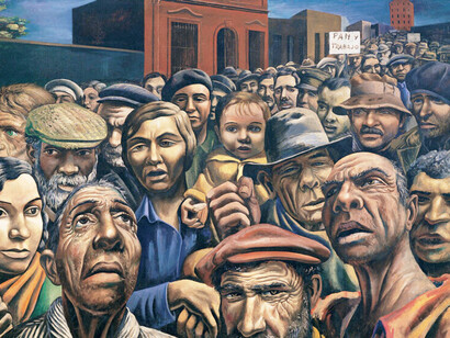 "Manifestación" artwork by Antonio Berni painted in 1934, reflecting the struggles of the working class in Argentina