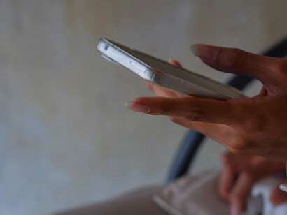 Close up of man using a mobile phone
