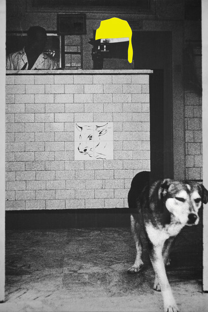 Senza titolo, Tricarico 1967 – Milano 1972, stampa fotografica su tela emulsionata, cm 160 x 110 © Mario Cresci