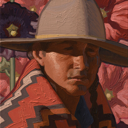 Logan Maxwell Hagege, Flower Jungle No. 1 (detail), 2024, 10 x 8 inches. Courtesy of the artist and Gerald Peters Gallery