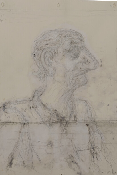 John Lees, Profile I (Man Sitting in an Armchair), 2015, graphite, ink on paper, 13 1/2 x 11 1/8 inches