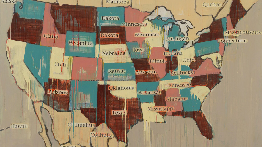 Jaune Quick-to-See Smith, States’ names, 2000. Courtesy of Garth Greenan Gallery