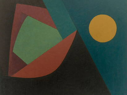 Karl Benjamin, Untitled with moon (detail), 1954. Courtesy of Louis Stern Fine Arts