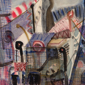 Hilda D. Levy, Boat forms: Corona del Mar (detail), 1951. Courtesy of Marc Selwyn Fine Art
