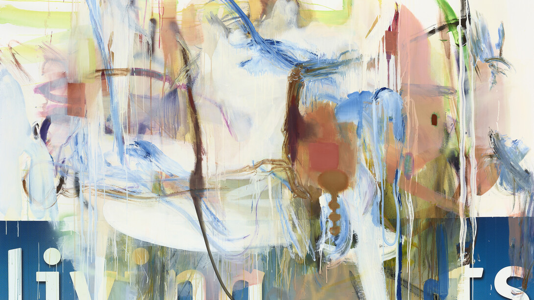 Albert Oehlen, Untitled 2012, oil, paper on canvas, 70 7/8 x 90 9/16 inches (180 x 230) © Albert Oehlen. Courtesy of the artist and Gagosian Gallery
