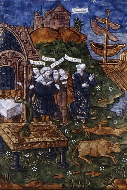 Enea e i suoi compagni sulla tomba del padre Anchise in Sicilia, 1530-35, Maestro dell'Eneide, Francia, Limoges; Metropolitan Museum of Art, New York, USA