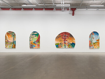 Eliot Greenwald, Library, exhibition view. Courtesy of Harper Gallery