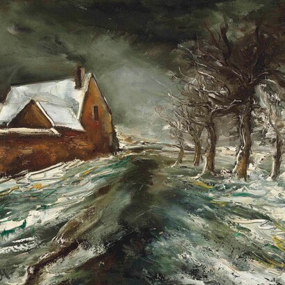 Maurice de Vlaminck,"Paesaggio innevato", dettaglio, 1930