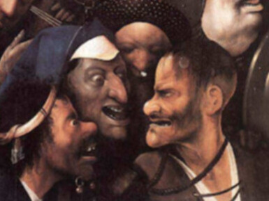Le Christ portant la croix de Jérôme Bosch, illustre l’effort et la souffrance comme éléments narratifs de la passion