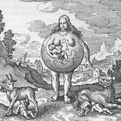 Nutrix eius terra est, Atalanta Fugiens di di Michael Maier, 1617-1618