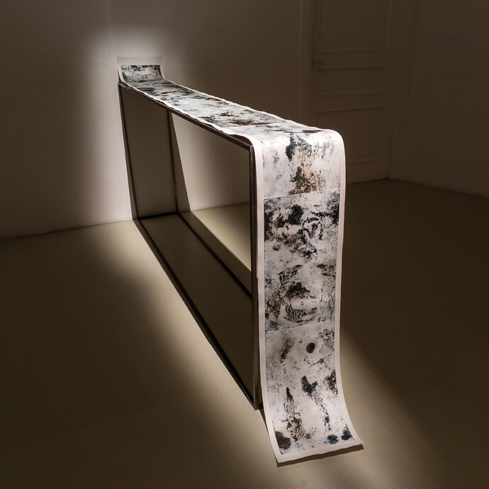 Francesca Grilli, Kepler 62h, 2015, intaglio printing on paper, 31 × 350 cm