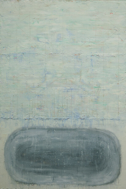 Hà Mạnh Thắng - The Lake in the Fall, no. 3 - Hồ nước vào thu, số 3 - 2015, acrylic, acrylic medium and oil on canvas, màu acrylic, acrylic tổng hợp và sơn dầu trên vải bố, 185 x 120 cm
