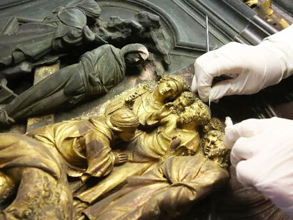 Lorenzo Ghiberti, La Porta del Paradiso, Battistero di San Giovanni, durante il restauro