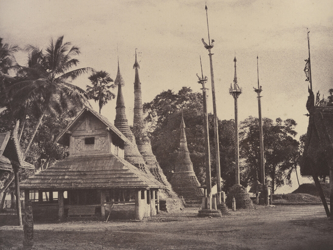 Linnaeus Tripe, Rangoon: Henzas on the East Side of the Shwe Dagon Pagoda, November 1855, Image © The Metropolitan Museum of Art