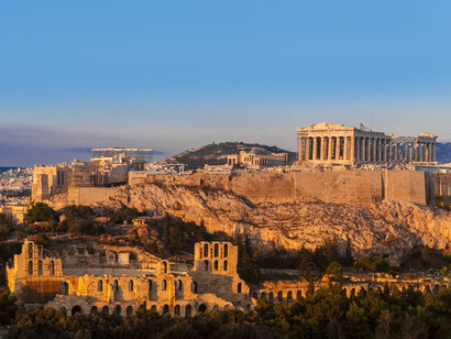 Vista de la Acrópolis de Atenas, Grecia