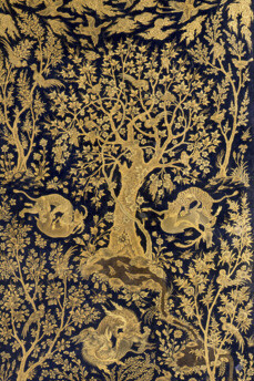 Bookbinding depicting a landscape of Paradise
16th century Iran leather with lacquer paint49 x 33 cm