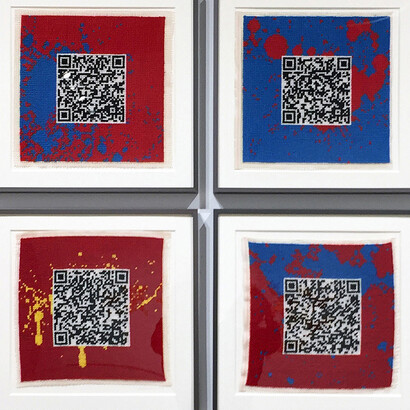 What’s Wrong With This Country? - the next 12 months, 2016, 12 needlepoint canvases, 14 x 14 inches each
