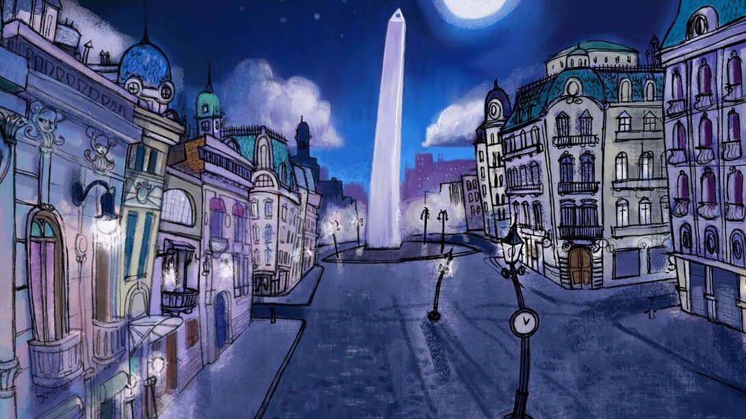 Ilustración del centro de la ciudad de Buenos Aires, Argentina