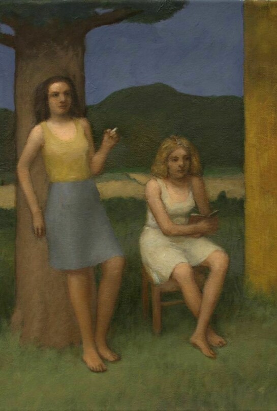 Bailey, William, Smoking and Reading Umbria, 2013, Oil on linen, 11 3/4 x 9 1/2 inches, 29.85 x 24.13 cm