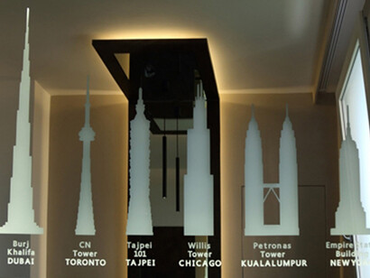 The sandblasted back-lit mirror. Photo by Giuseppe Fricano
