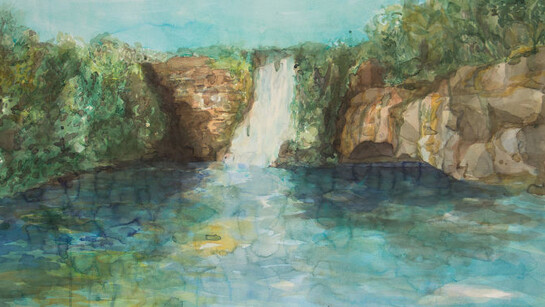 Danielle Noronha, Eu me lembrava que dava para pular de cabeça, 2014, Aquarela sobre papel, 100 x 140 cm. Photo: Danilo Dilettoso / Courtesy of Galeria Mezanino
