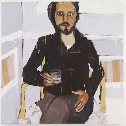 Chantal Joffe, Man with a Drink, 2008, Oil on canvas, 186 x 186 cm, Collection of Maryam Eisler