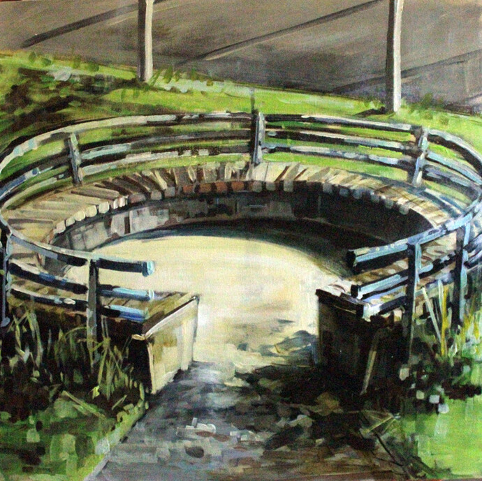 Eryn O'Neill, Circular Bench, 24 x 24. Oil on panel