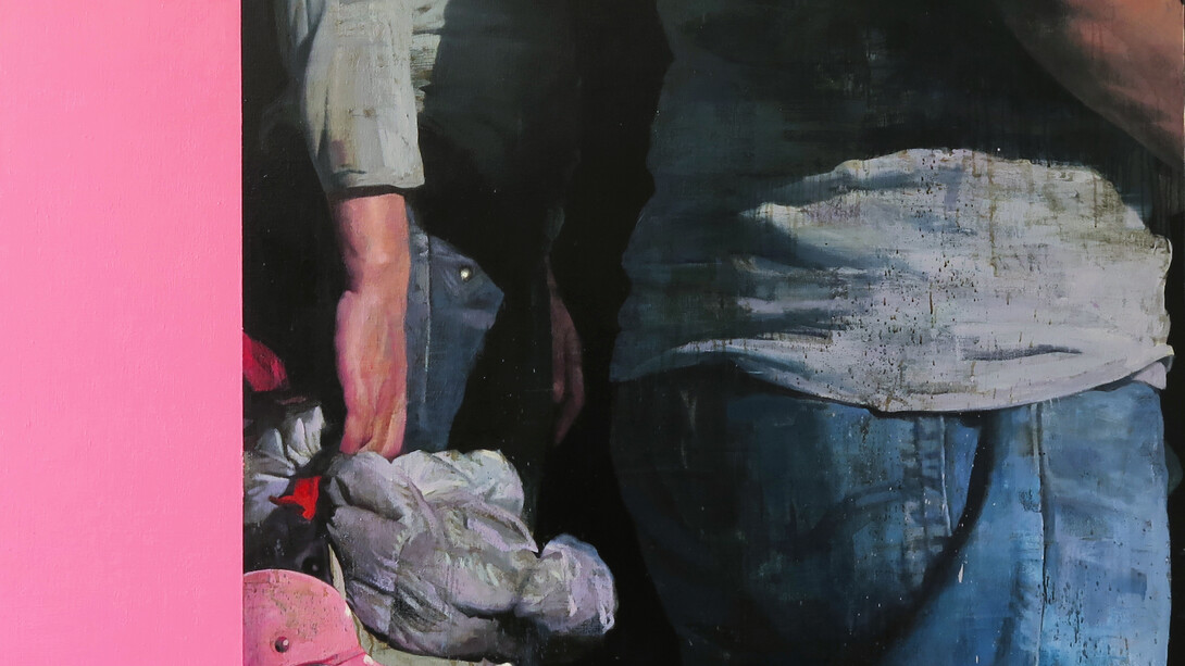 François Bard, check point, 160 x 160cm, oil on canvas