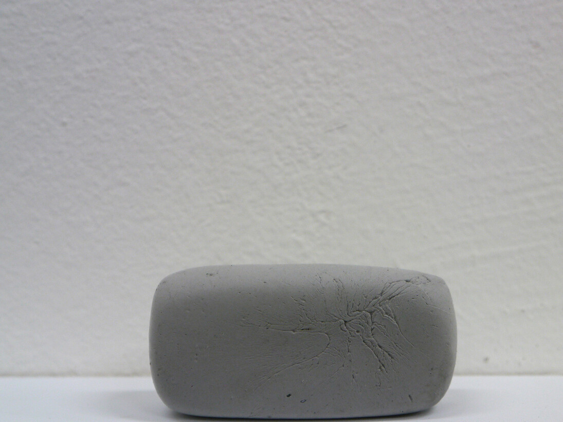 Paul Hage Boutros, Erasure, 2014, gomme, 70 x 35 x 20 mm, courtesy the artist & GreyNoise Gallery