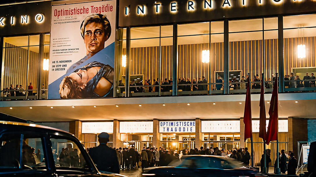 Kino International on Karl-Marx-Allee in Berlin, pictured at night. The cinema opened on November 15, 1963, with the screening of Optimistic Tragedy, which won a special prize at the Cannes Film Festival earlier that year, Germany