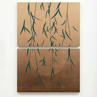 Darren Almond,
Senryū (autumn),
2024,
Copper and acrylic on linen,
90 x 63 cm | 35 7/16 x 24 13/16 in.
Photo: Peter Mallet. Courtesy White Cube