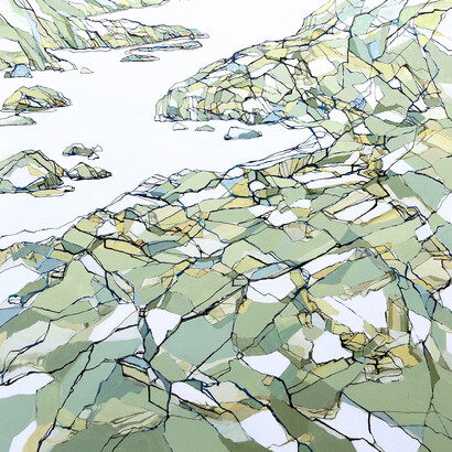 Darthea Cross, Channel Point, 40x40, acrylic on canvas