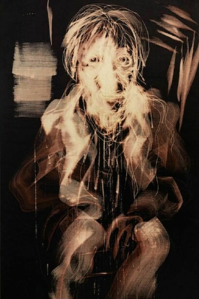Miquel Barceló, Dore, 2013, Bleach, chalk, and charcoal on velvet, 61 x 35 7/8 inches (155 x 91 cm), Art © Miquel Barceló, 2013. Photo © André, Morin, 2013