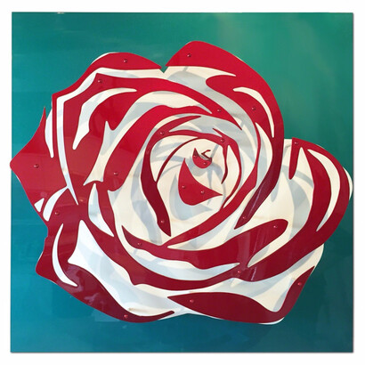 Kalish Editions, Candy Rose, Red on Teal, 2017. Courtesy of FP Contemporary