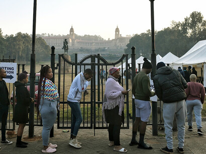 Citizens wait in line to cast their vote at a voting station at the Union Buildings in Pretoria, South Africa, on the 29th of May, 2024