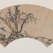 Shen Zhou, Sparse trees and a small bridge. Courtesy of Shanghai Museum