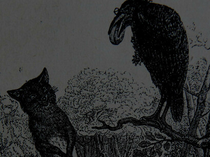 Ilustración de «El cuervo y la zorra» (Grandville)