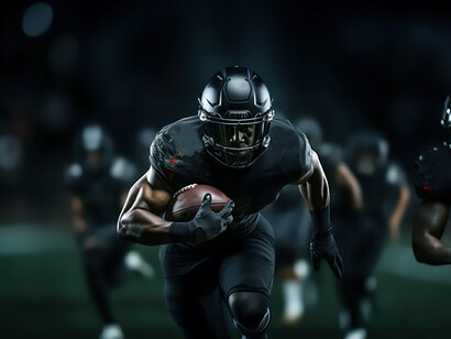 Equipped in their full regalia, American football players stand poised for the game, embodying the toughness and determination that define the sport