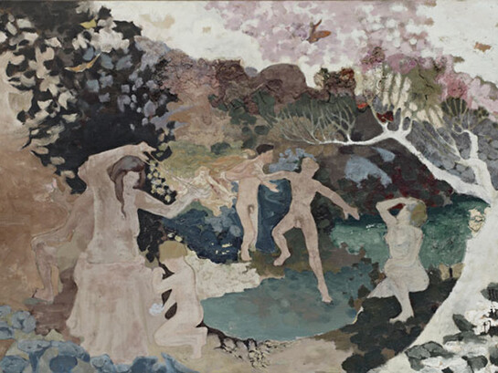 Jess, Hiding Little in Big (detail), 1959, oil on canvas, 40x72 inches, Courtesy Tibor de Nagy Gallery, NY