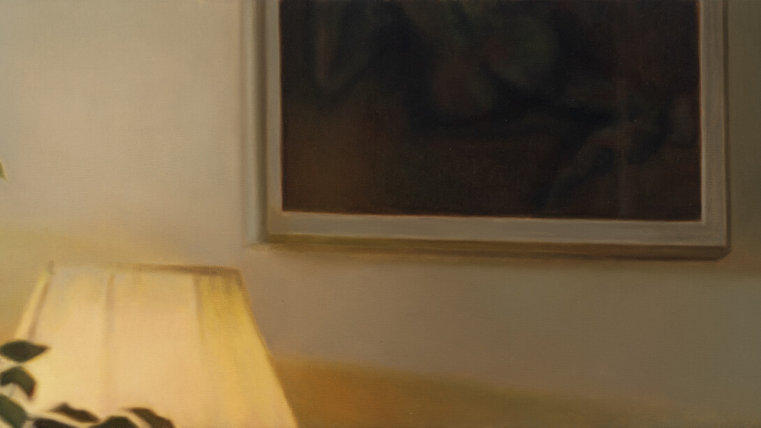 Danny Sobor, lamp (light in his office), 2023, oil on canvas, 25.4x40.6 cm. Courtesy the artist and Fortnight Institute, NYC