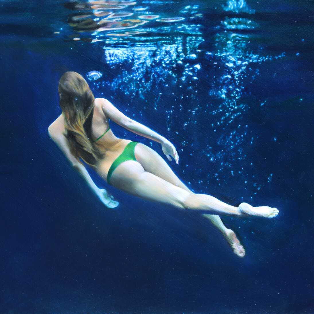 Matt Story, Green Cross Twist, Oil on canvas, 76 x 61 cm