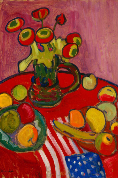 Gabriele Münter, Still life, red (Stillleben, rot) (detail), 1909. Courtesy of Guggenheim Museum