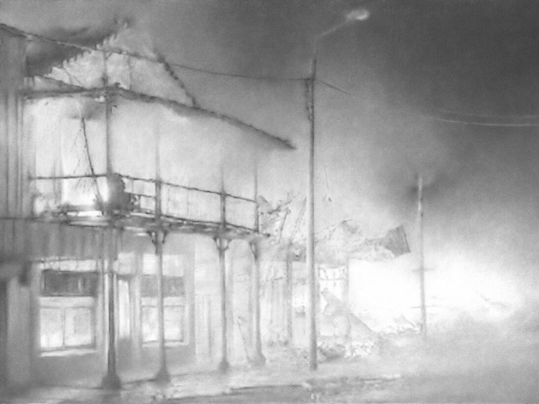 Xavier Robles de Medina, En het donker duurde een volle nacht, 2016, graphite on paper, 13.6 × 16.6 in. Courtesy of Catinca Tabacaru Gallery