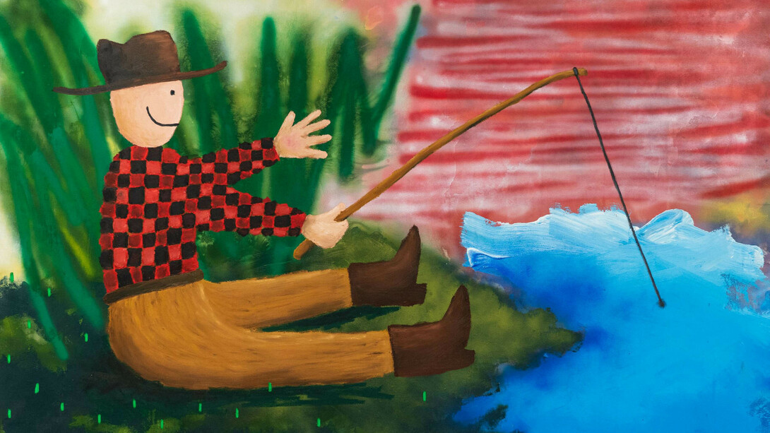 And It Stoned Me, 2019, Acrylic, oil stick and spray paint on canvas