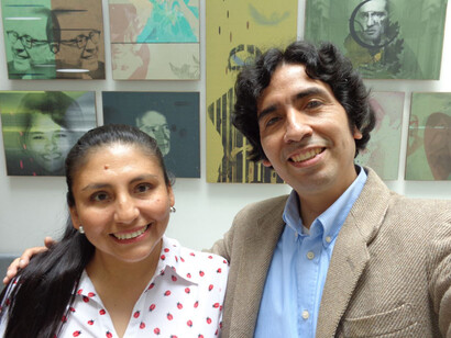 Poetas Navale Quiroz Cano y Gianmarco Farfán Cerdán en el Centro Cultural de la prestigiosa Pontificia Universidad Católica del Perú (Fotografía de Gianmarco Farfán Cerdán)
