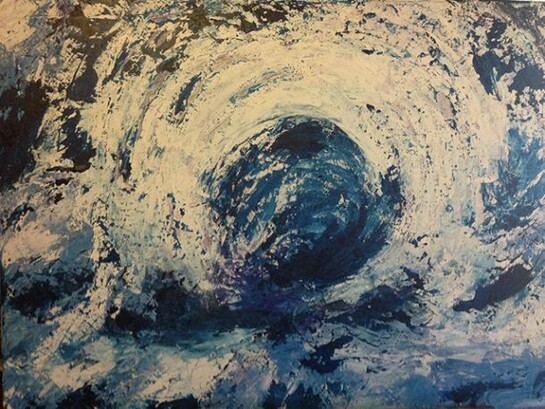 Pato García, Ola, Acrylic & Fiber on Textured Canvas, 23.5" x 31.5"