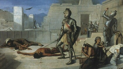 "Episodios de la conquista: La matanza de Cholula", óleo sobre lienzo, Félix Parra, 1519