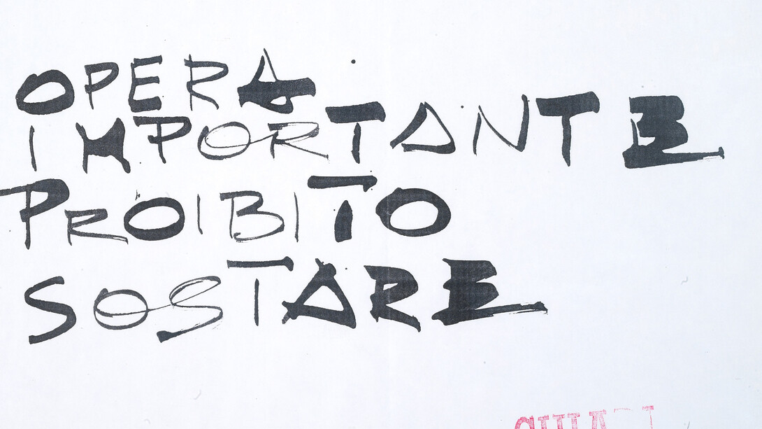 Giuseppe Chiari, Opera importante, 1990. Ink on paper, cm 30 x 42 / in 11.8 x 16.5. Courtesy Tornabuoni Art 