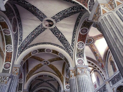Interno dell'abbazia di San Colombano di Bobbio, Emilia-Romagna, Italia